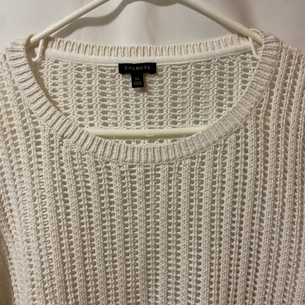 Talbots Cream Crew Neck Sweater - Picture 2 of 3